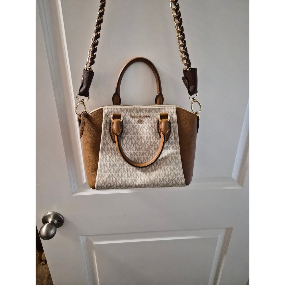 Michael Kors Signature Logo Pebbled Leather Satchel Bag